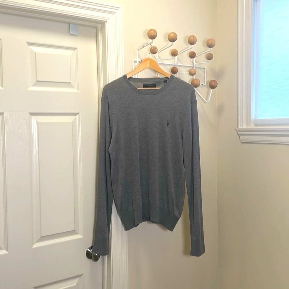 All Saints - Long Sleeve Crew Neck Sweater - Grey - XL
